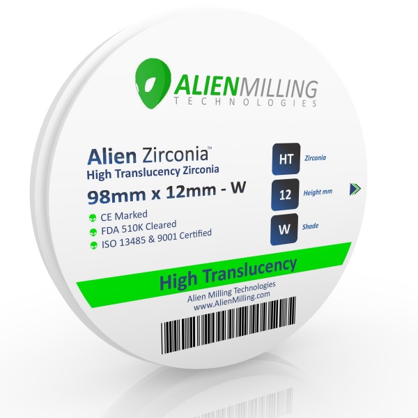 Alien™ 98mm High Translucency Zirconia Blocks